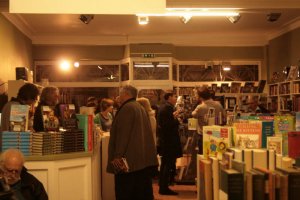 Guests mingling at TOME book shop